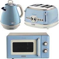 Ariete Vintage 1.7L Jug Kettle, 4 Slice Toaster & Microwave Blue
