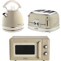 Ariete Vintage Dome Kettle, 4 Slice Toaster & Microwave Cream