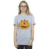Disney Women's Pumpkin Cotton Halloween T-Shirt in Grey | Size: Large