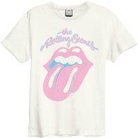 Amplified Men's Washed Out The Rolling Stones T-Shirt in White | Size: XS