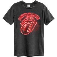 Amplified Men's Neon Light The Rolling Stones T-Shirt in Charcoal | Size: XS