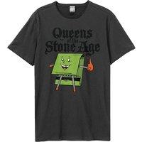 Amplified Men's Match Box Queens Of The Stone Age T-Shirt in Charcoal | Size: Large