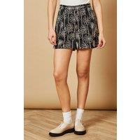 Oasis Women's High Waisted Floral Embroidered Mini Shorts in True Black | Size: 12