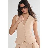 NastyGal Women's Tailored Button Through Waistcoat Co-ord in Sand | Size: 10