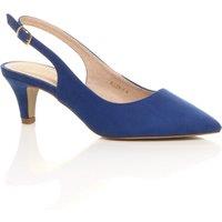 AJVANI Women's Mid Slim Heel Slingback Pointed Faux Suede Court Shoes in Cobalt | Size: 8