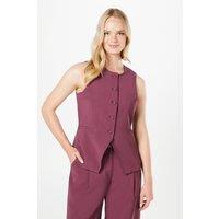 Oasis Women's High Neck Tailored Linen Waistcoat in Plum | Size: 12