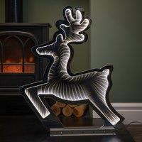 Samuel Alexander 60cm LED Infinity Ice White Leaping Reindeer Christmas Decoration with Metal Base