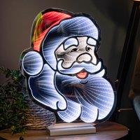Samuel Alexander 40cm Infinity Santa's Head Christmas Decoration on Wooden Base with Red & White LEDs