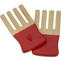 Orsina Bright Orange Bamboo Salad Forks, Picnic Utensils, Travel-Friendly Salad Prongs, Compact Bamboo Servers in Red