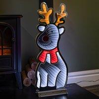 Samuel Alexander 60cm Infinity Standing Christmas Reindeer with Metal Base, White & Red LEDs