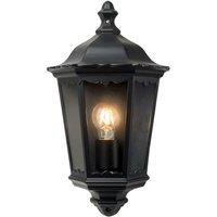First Choice Lighting Sienna - Black with Clear Glass IP44 Outdoor Half Lantern Wall Light