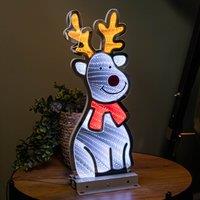 Samuel Alexander 40cm Infinity Standing Christmas Reindeer with Metal Base, White & Red LEDs
