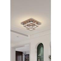 Dimmable Dual-Tier Crystal LED Ceiling Light in Silver