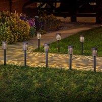 mysmartbuy Set of 8 Solar Powered Garden Stake Lights with Cut-Out Design in Black