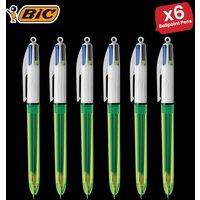 Bic 4 Colours Ballpoint - Set of 2 Multicolour Ink Pen, Retractable Pen for Writing Pack of 6