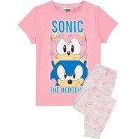 Sonic the Hedgehog Girl's Short Sleeve Long Leg Pyjama Set | Pink | Official Merch | Size: 7-8 Years
