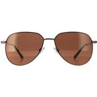 Serengeti Men's Aviator Brushed Bronze Mineral Drivers Gold Polarized Haywood Small in Brown