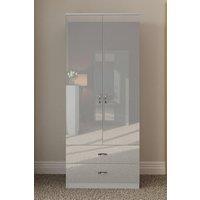 FWStyle Men's High Gloss 2 Door 2 Drawer Combination Double Wardrobe in Grey