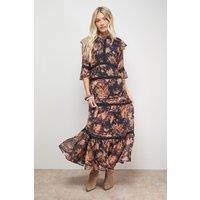 Oasis Women's Chiffon Lace Insert Midi Dress | Size: 8