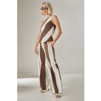NastyGal Women's Stripe Tailored Pants in Chocolate | Size: 6