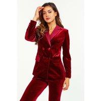 LuvForever Fashion Women's Evara - Blood Red Velvet 2 Piece Suit in Crimson | Size: 8