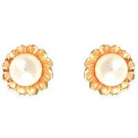 Jewelco London Women's 9ct Gold Pearl Flower Stud Earrings 3.5-4mm