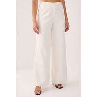 NastyGal Women's Scallop Embroidered Tailored Wide Leg Pants in White | Size: XL