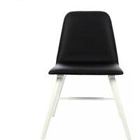 Orsina Black Leather Effect Dining Chair With White Legs