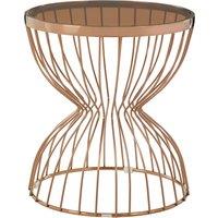 Orsina Rose Gold Side Table, Modern Design Hourglass Bedside Table, Contemporary Side Table with Gold Finish Base