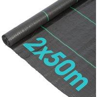 Harbour Housewares Weed Control Membrane Fabric 110gsm - 2m x 50m Coverage (5 Rolls) in Black