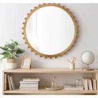 79cm Natural Pine Sunburst Wall Mirror Sun Shape Decorative Mirror Wall Decor