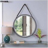 60cm Round LED Bathroom Mirror with Anti-Fog & Touch Control in Black