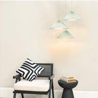ValueLights Akira Pleated 3 Way Triple Drop Ceiling Pendant Light with LED Bulbs in Bright Blue