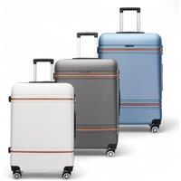 Infinity Leather Hardshell Cabin Suitcase Robust ABS Lightweight Luggage Holiday Bag in Beige