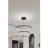 Modern 3 Ring Aluminum Round Hanging LED Pendant Light in Black