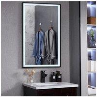 50x70cm Rectangular LED Bathroom Mirror with Anti-Fog & Touch Control in Black | Size: 50x70 cm
