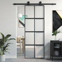Berkfield Home Sliding Door Black 76x205 cm Tempered Glass & Aluminium