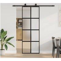 Berkfield Home Sliding Door with Hardware Set Black 76x205 cm Tempered Glass