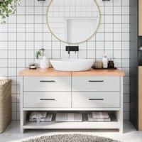 Berkfield Home Bathroom Countertop Light Brown 140x60x(2-6)cm Treated Solid Wood