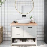 Berkfield Home Bathroom Countertop 100x60x(2-6) cm Untreated Solid Wood in Brown