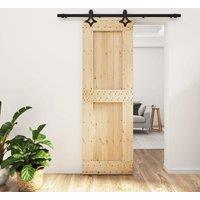 Berkfield Home Sliding Door with Hardware Set 70x210 cm Solid Wood Pine in Brown