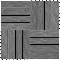 Berkfield Home 11 pcs Decking Tiles Deep Embossed WPC 30x30 cm 1 sqm Grey