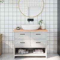 Berkfield Home Bathroom Countertop 100x30x(2-4) cm Untreated Solid Wood in Brown