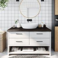 Berkfield Home Bathroom Countertop Dark Brown 100x50x(2-6) cm Treated Solid Wood in Grey