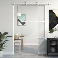 Berkfield Home Sliding Door White 102.5x205 cm Tempered Glass & Aluminium in Black