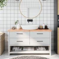 Berkfield Home Bathroom Countertop Light Brown 140x60x(2-4)cm Treated Solid Wood