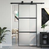 Berkfield Home Sliding Door Black 90x205 cm Tempered Glass & Aluminium