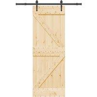 Berkfield Home Sliding Door with Hardware Set 70x210 cm Solid Wood Pine in Brown