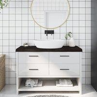 Berkfield Home Bathroom Countertop Dark Brown 120x50x(2-6) cm Treated Solid Wood in Grey