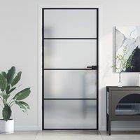 Berkfield Home Interior Door Slim Black 93x201.5 cm Tempered Glass & Aluminium